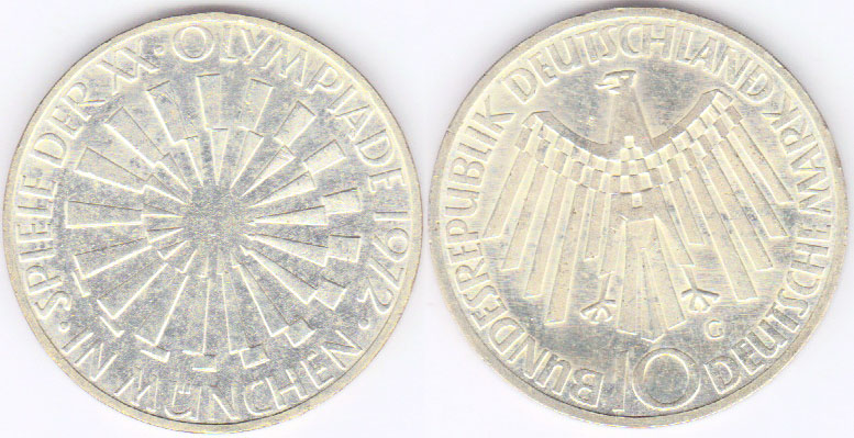 1972 G Germany silver 10 Mark (Olympic Games-Munich) A001760